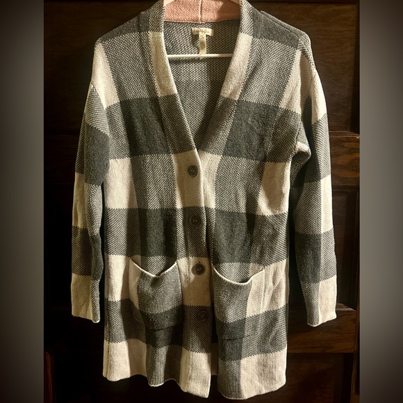 Matilda Jane Sweaters - Matilda Jane Enola Buffalo Check Button Front Sweater Jacket, Size Small